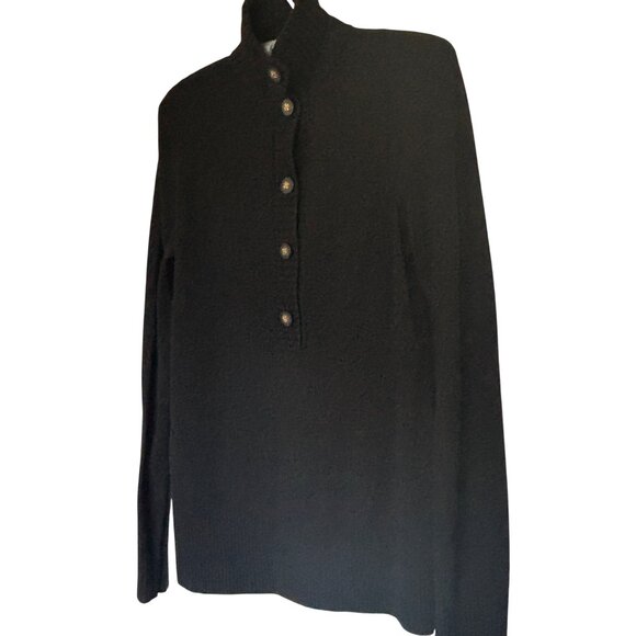 Tory Burch Womens Wool Cashmere Sweater Size S Ribbed Gold Logo Buttons Designer - Picture 1 of 10